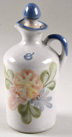Country Flower Blue Oil Cruet and Stopper