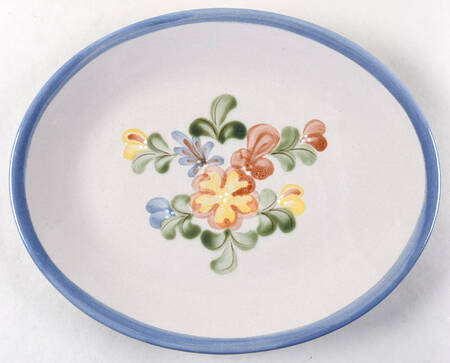 Country Flower Blue 12" Oval Serving Platter