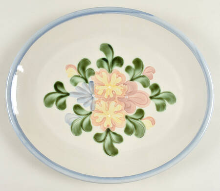 Country Flower Blue 15" Oval Serving Platter