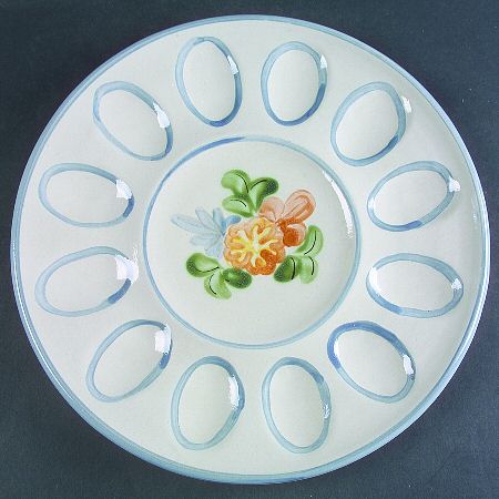 Country Flower Blue Deviled Egg Platter by Louisville