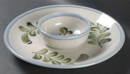 Country Flower Blue 1 Piece Chip & Dip