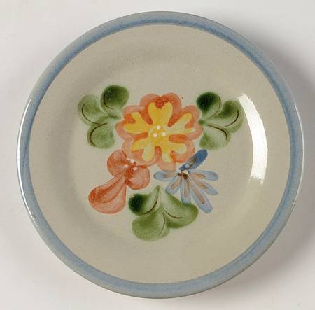 Country Flower Blue Bread & Butter Plate