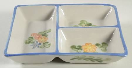 Country Flower Blue 3-Part Relish