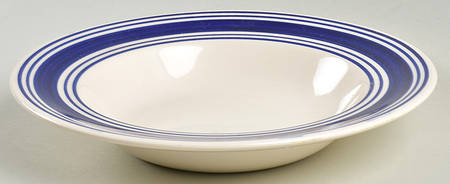Farmstead Ticking Blue Rim Soup Bowl