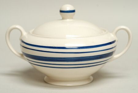Farmstead Ticking Blue Sugar Bowl & Lid