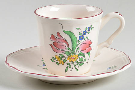 Old Strasbourg (Off White Background) Flat Cup & Saucer Set