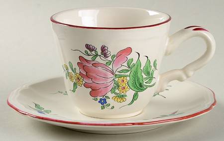Old Strasbourg (Off White Background) Flat Cup & Saucer Set
