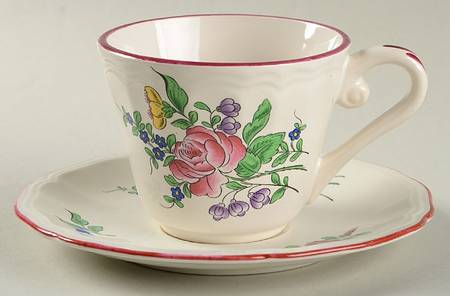 Old Strasbourg (Off White Background) Flat Cup & Saucer Set