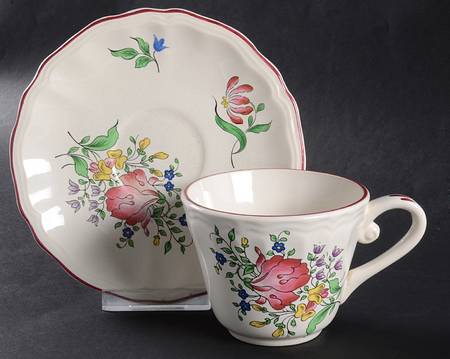 Old Strasbourg (Off White Background) Flat Cup & Saucer Set