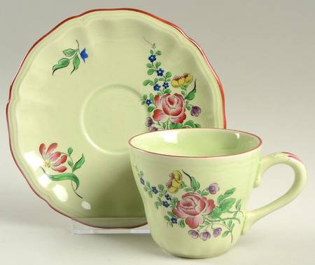 Old Strasbourg (Green Background) Flat Cup & Saucer Set
