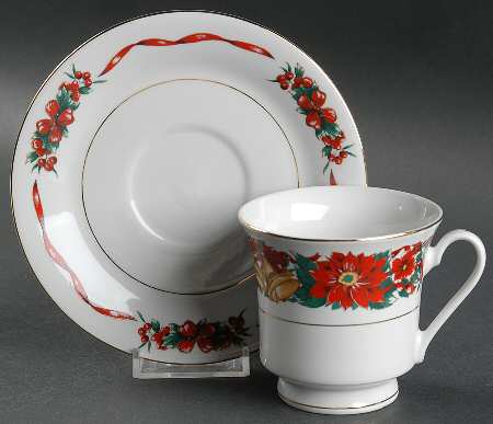 Holiday Cheer Footed Cup & Saucer Set