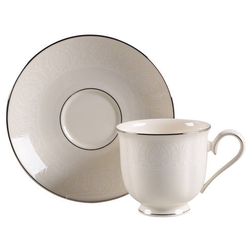 Courtyard Platinum Footed Cup & Saucer Set