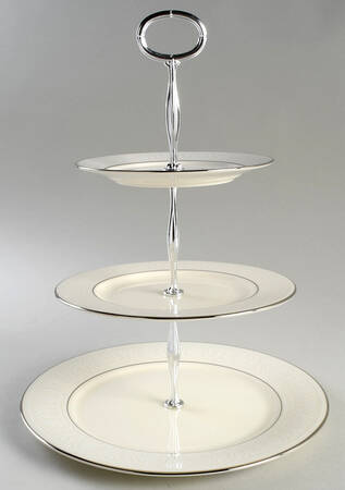 Courtyard Platinum 13 7/8"-14 1/4" 3-Tiered Serving Tray(DP,SP,BB) HC