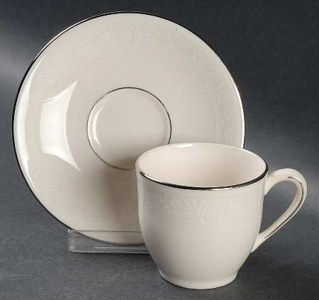 Courtyard Platinum Flat Demitasse Cup & Saucer Set