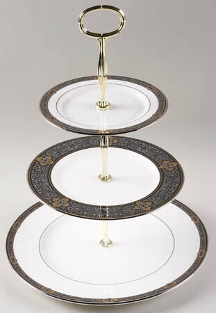 Vintage Jewel 13 7/8"-14 1/4" 3-Tiered Serving Tray(DP,SP,BB) HC by Lenox