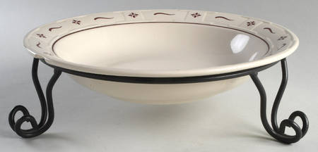 Woven Traditions Red 12" Salad Serving Bowl & Metal Stand