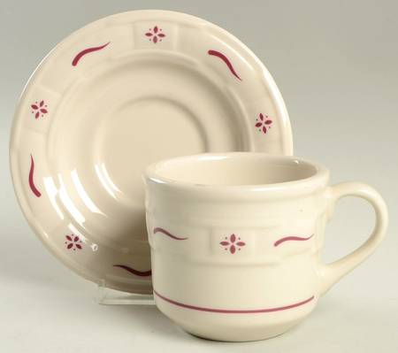 Woven Traditions Red Flat Cup & Saucer Set by Longaberger