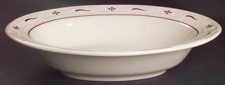 Woven Traditions Red 11" Oval Vegetable Bowl