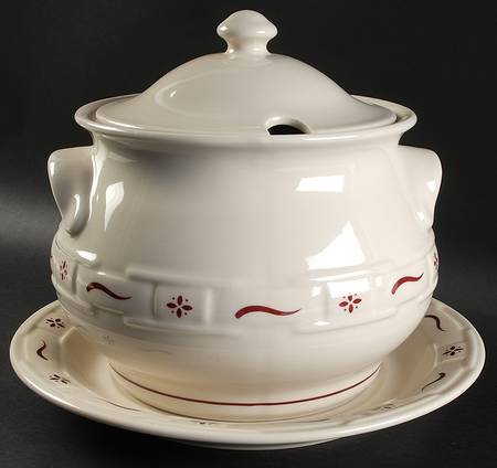 Woven Traditions Red Tureen & Lid w/Underplate