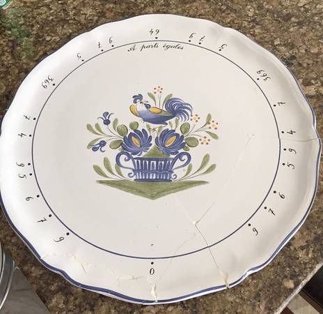 Chanteclerc Blue 15" Portioned Pie Platter