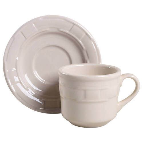 Woven Traditions Ivory Flat Cup & Saucer Set