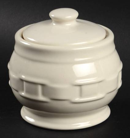 Woven Traditions Ivory Sugar Bowl & Lid