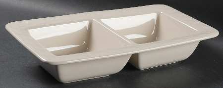 Woven Traditions Ivory Rectangular Divided Vegetable Bowl