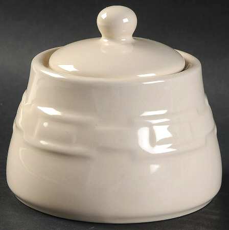 Woven Traditions Ivory Sugar Bowl & Lid