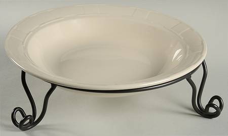 Woven Traditions Ivory 12" Pasta Serving Bowl & Metal Stand