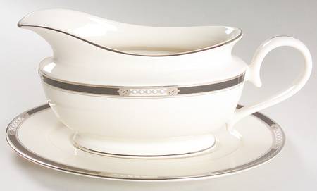 Hancock Platinum (Ivory) Gravy Boat & Underplate