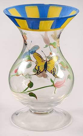 Butterfly Meadow Handpainted 6" Footed Flower Vase