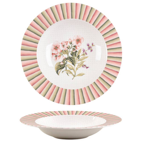 Herbal Garden Large Rim Soup Bowl