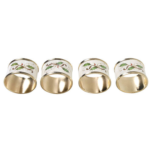 Holiday Nouveau Gold Metal Napkin Ring - Set of 4