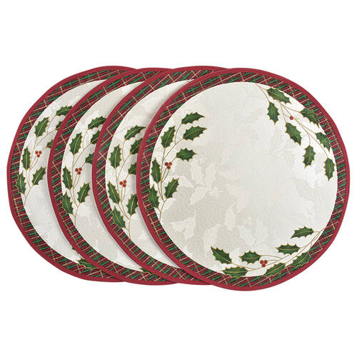 Holiday Nouveau Gold Round Cloth Placemat - Set of 4