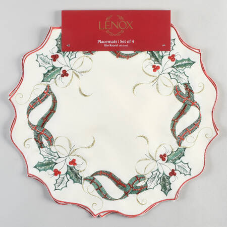 Holiday Nouveau Gold Embroidered Cloth Placemat - Set of 4