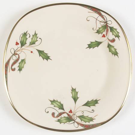 Holiday Nouveau Gold Square Accent Dinner Plate
