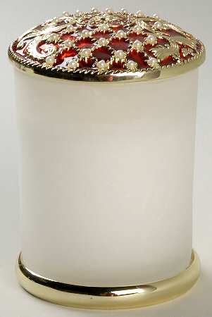 Holiday Nouveau Gold Candle Votive with Metal Lid & Base