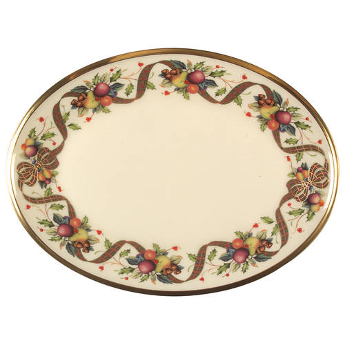 Holiday Tartan 13" Oval Serving Platter