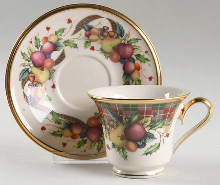 Holiday Tartan Footed Cup & Saucer Set