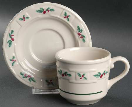Holly Flat Cup & Saucer Set
