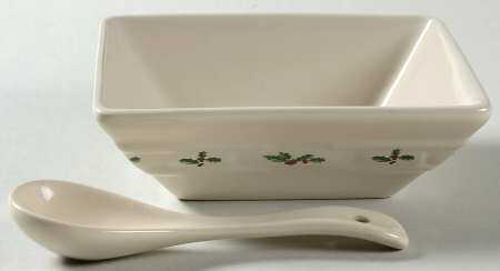 Holly 5" Square Tasting Bowl & Ceramic Spoon