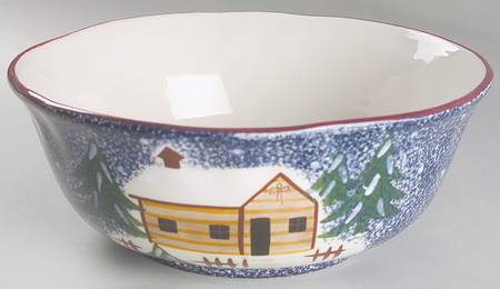 Holiday Mountain Lodge 10" Large Salad Serving Bowl