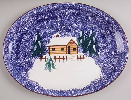 Holiday Mountain Lodge 15" Oval Serving Platter