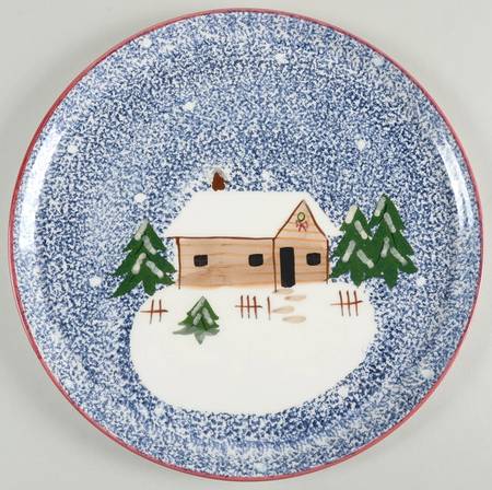 Holiday Mountain Lodge Cake Plate