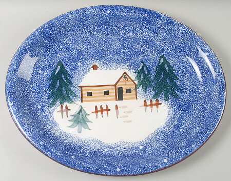 Holiday Mountain Lodge 18" Oval Serving Platter