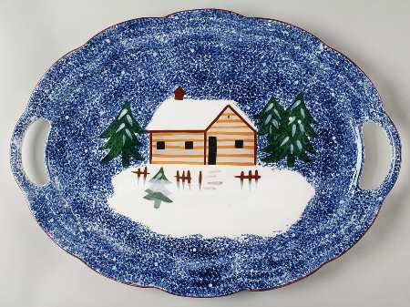 Holiday Mountain Lodge 19" Oval Serving Platter