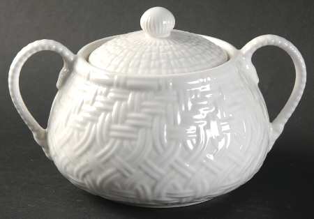 Wicker Basket Sugar Bowl & Lid