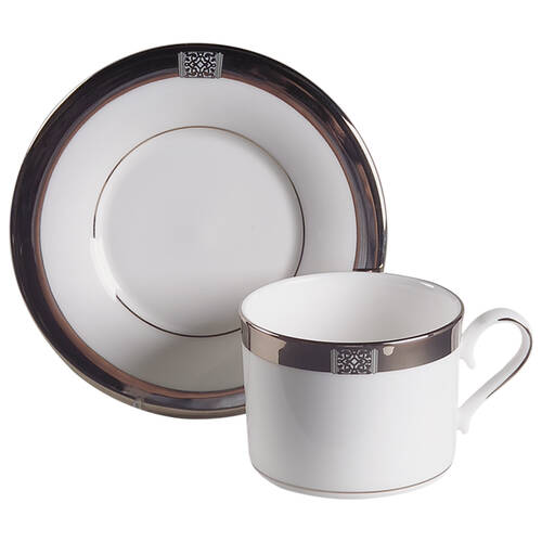 Jewel Platinum Flat Cup & Saucer Set by Lenox