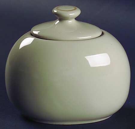 Taupe Stripe Sugar Bowl & Lid