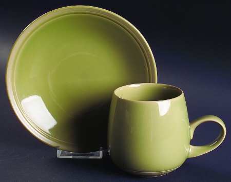 Celadon Stripe Flat Cup & Saucer Set